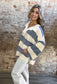 Soft Striped Big Collared Pullover