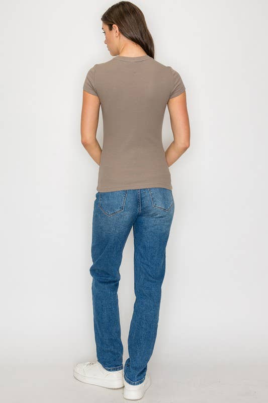 Vanilla Monkey - Short Sleeve Mini Ribbed Tee