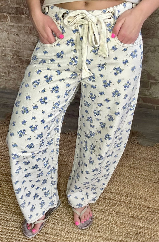 Sweet Ivory with Blue Floral Jeans