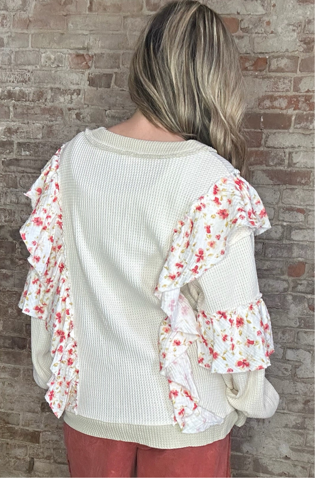 Ruffled Floral Thermal Top