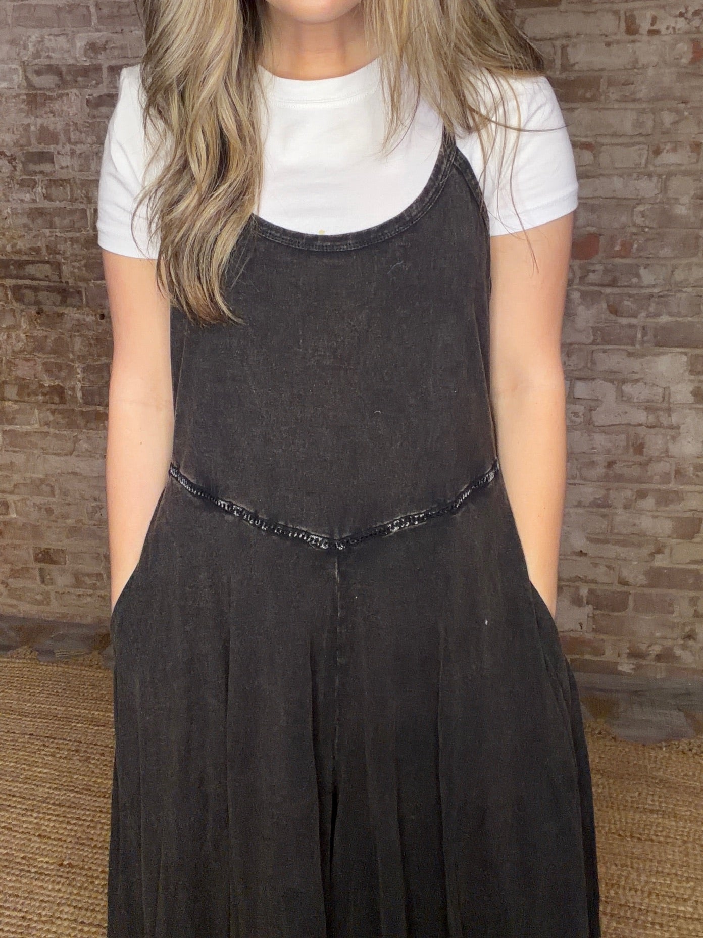 Black Wide Leg Lacey Leg Romper