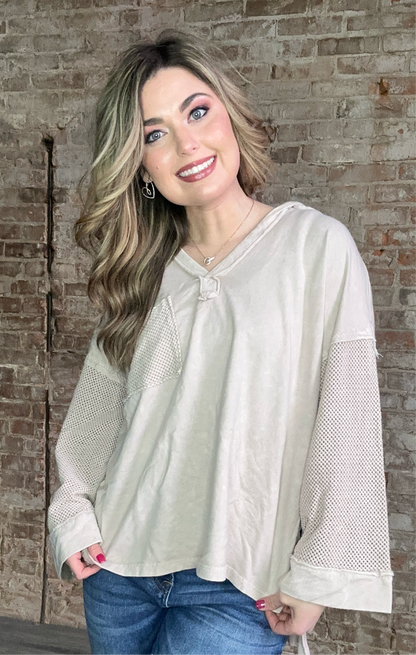 Mesh Sleeved Oversized  Hoodie