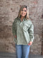 Washed Oversized Casual Denim Shacket ~ Sage