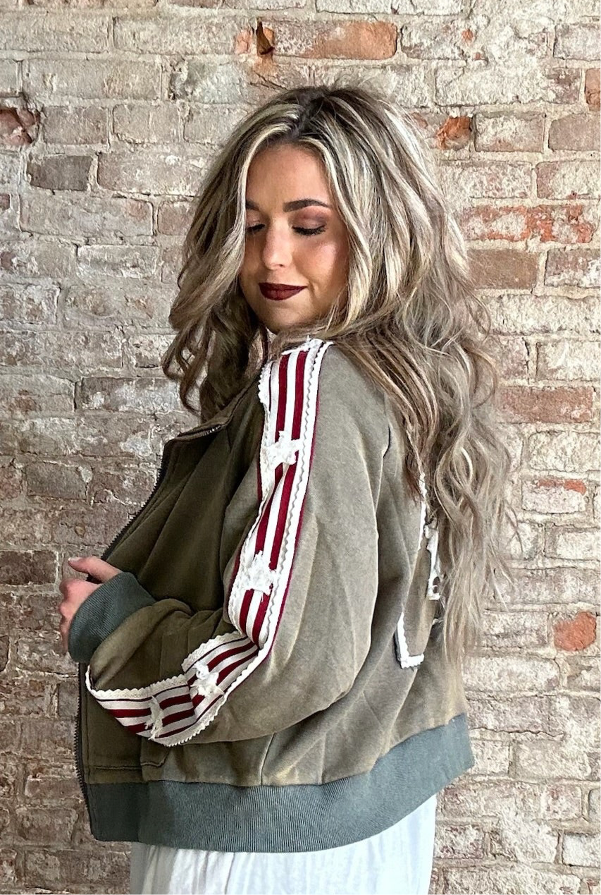 USA ~ Sweat Jacket  ~ Vintage Moss