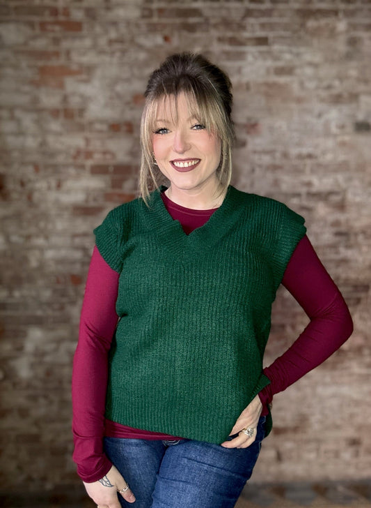 Cozy Sweater Vest ~ Green