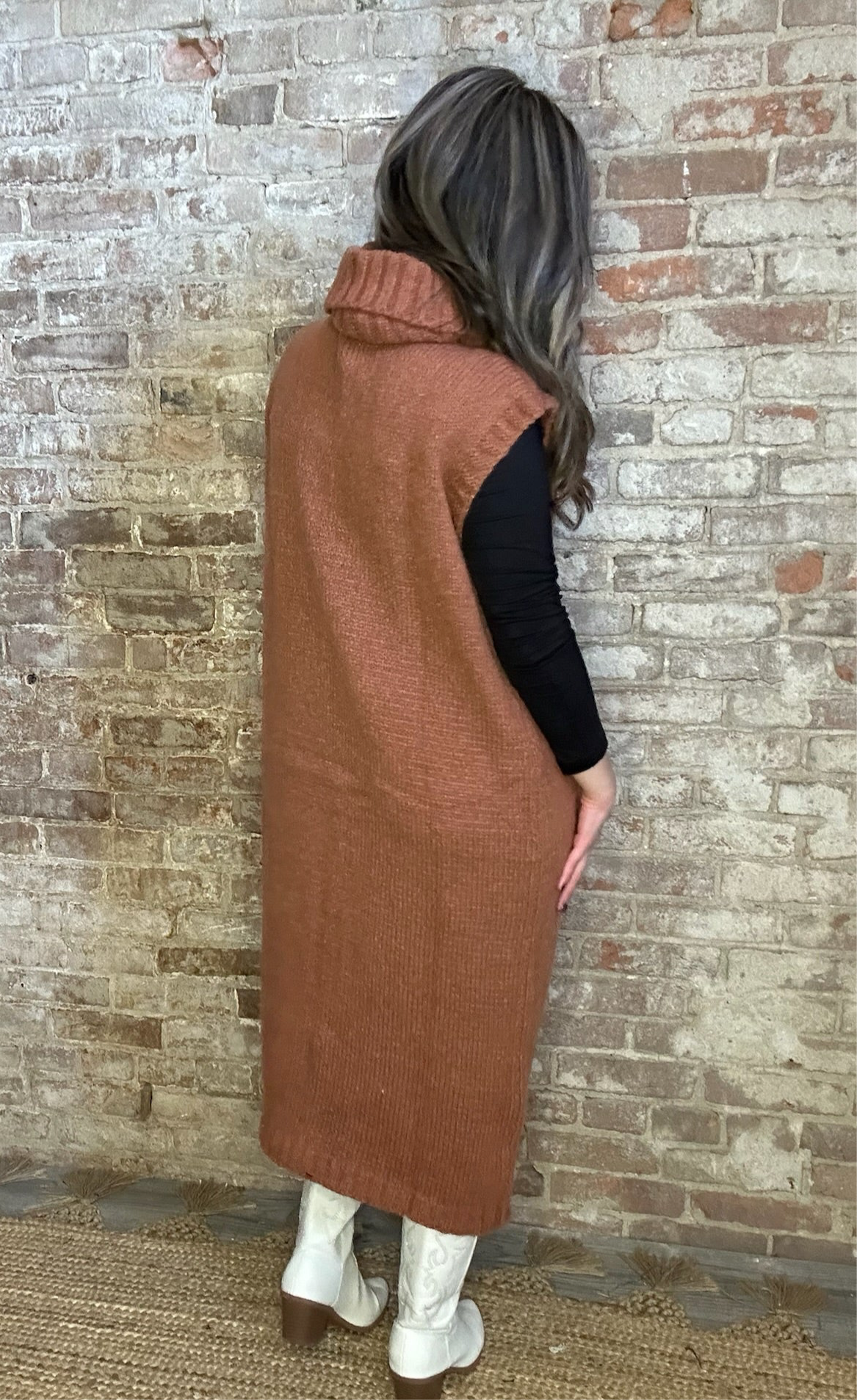Sleeveless Turtleneck Sweater Dress