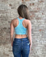 Washed Racerback Cropped Tank ~ Ice Blue