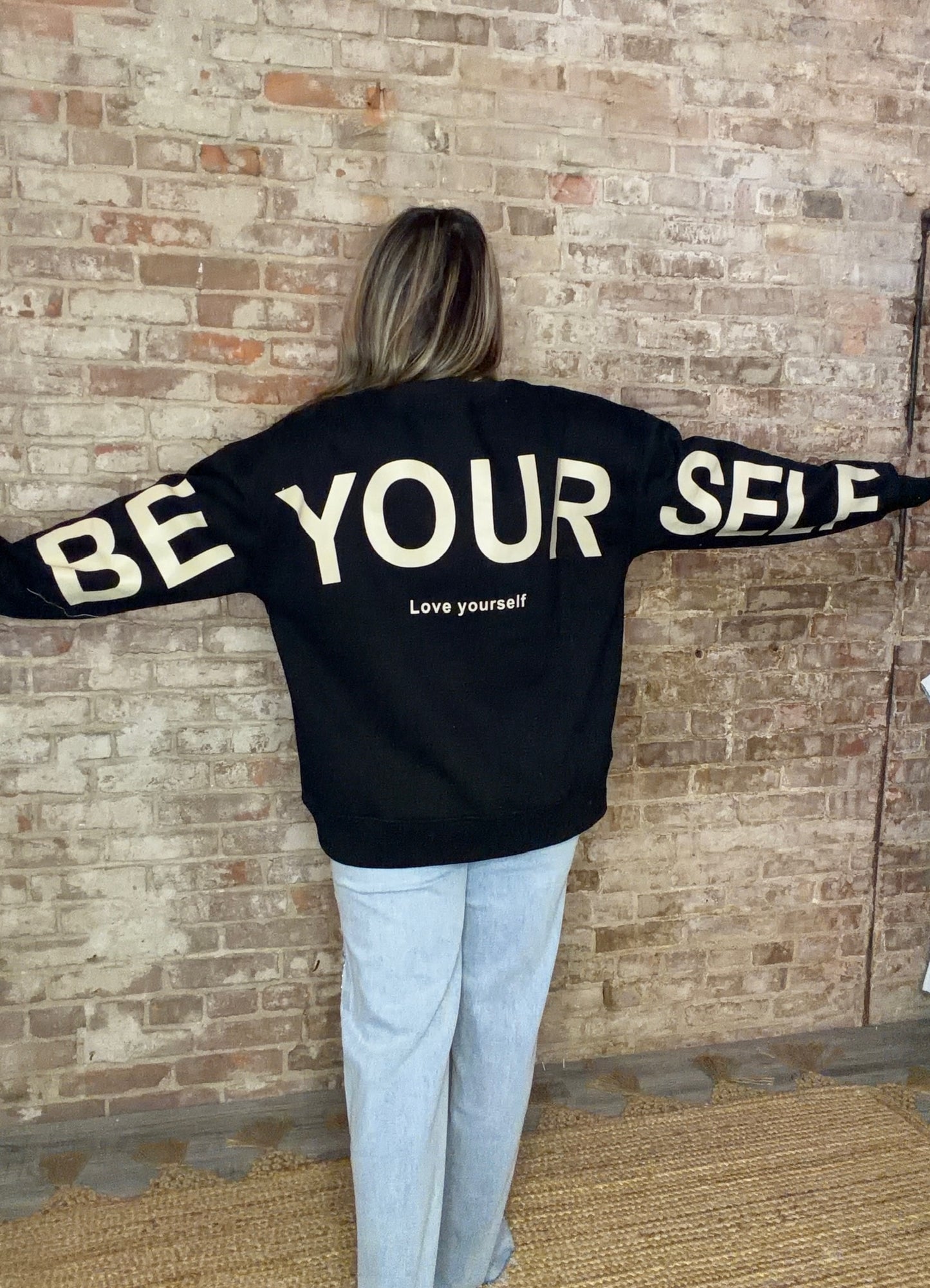 "Be Yourself" Crew Neck Sweatshirt~ Black