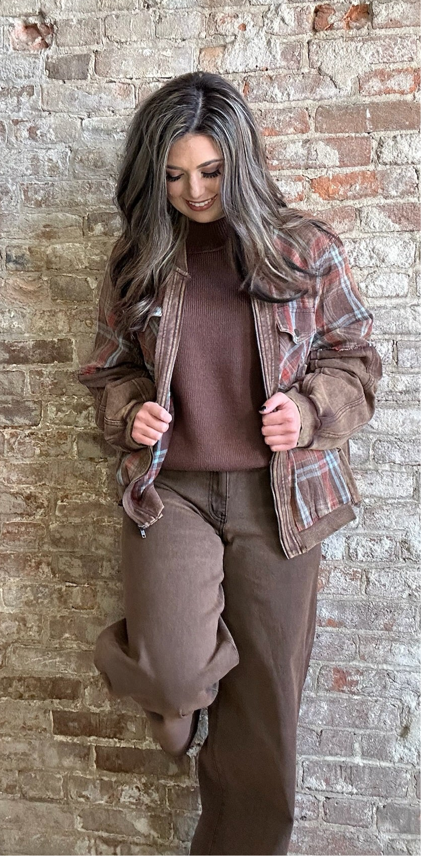 Mixed Media Plaid Jacket