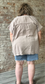 Curvy Gauze Raw Edge Short Sleeve V-neck Shirt ~  MOCHA
