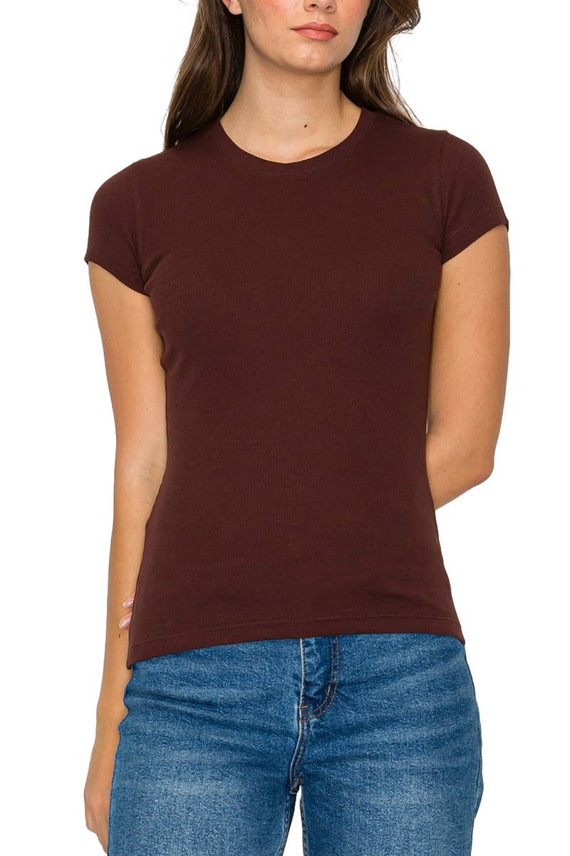 Vanilla Monkey - Short Sleeve Mini Ribbed Tee