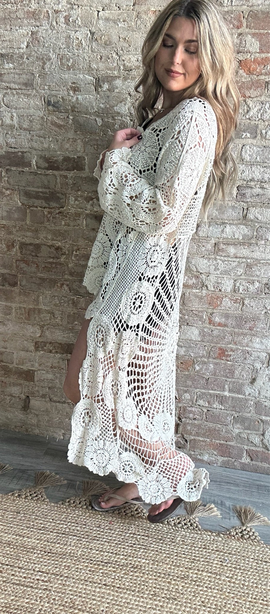 High Low Crocheted Sweater