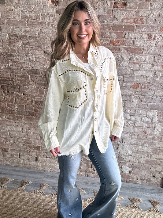 Riveted Button Down Shirt ~ Cream