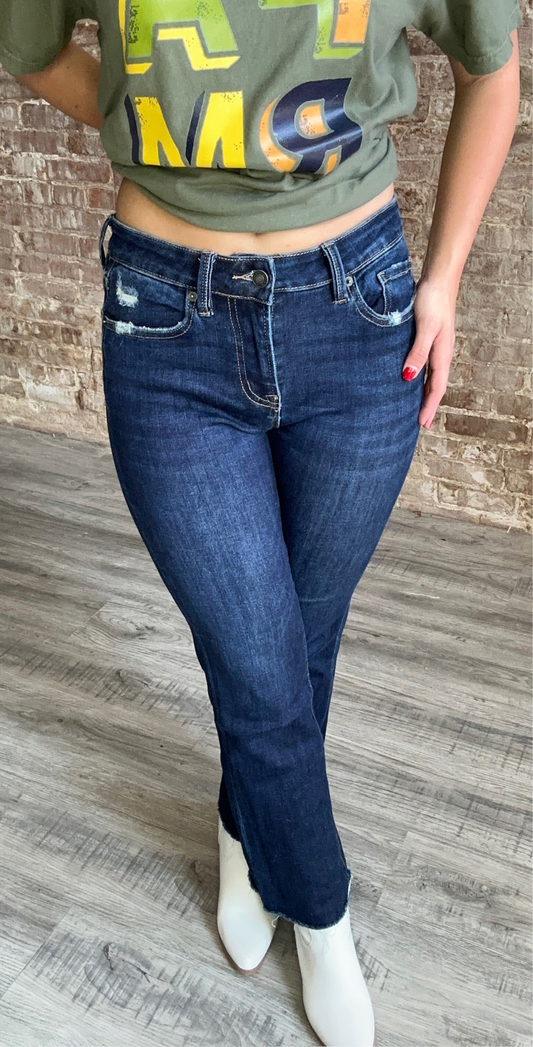 Mica Denim Mid Rise Boot Cut Crop Jeans