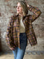 Cozy Fall Plaid Washed Flannel Shirt - Camel