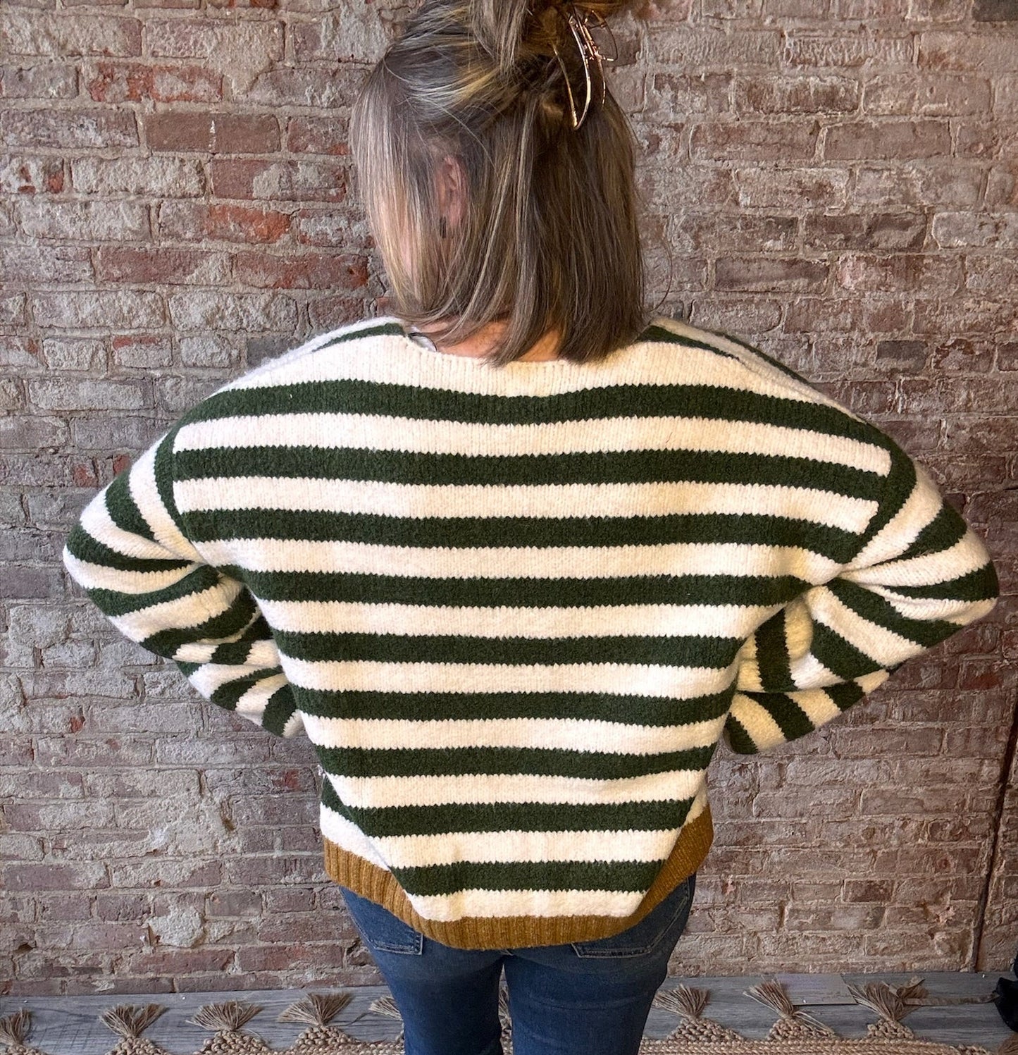 Cozy Striped Sweater ~ Green