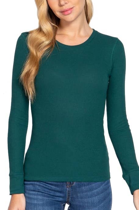 Vanilla Monkey - Long Sleeve Crew Neck Thermal Knit Top