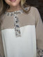 Thermal Bell Sleeved Top with Blue Floral Print