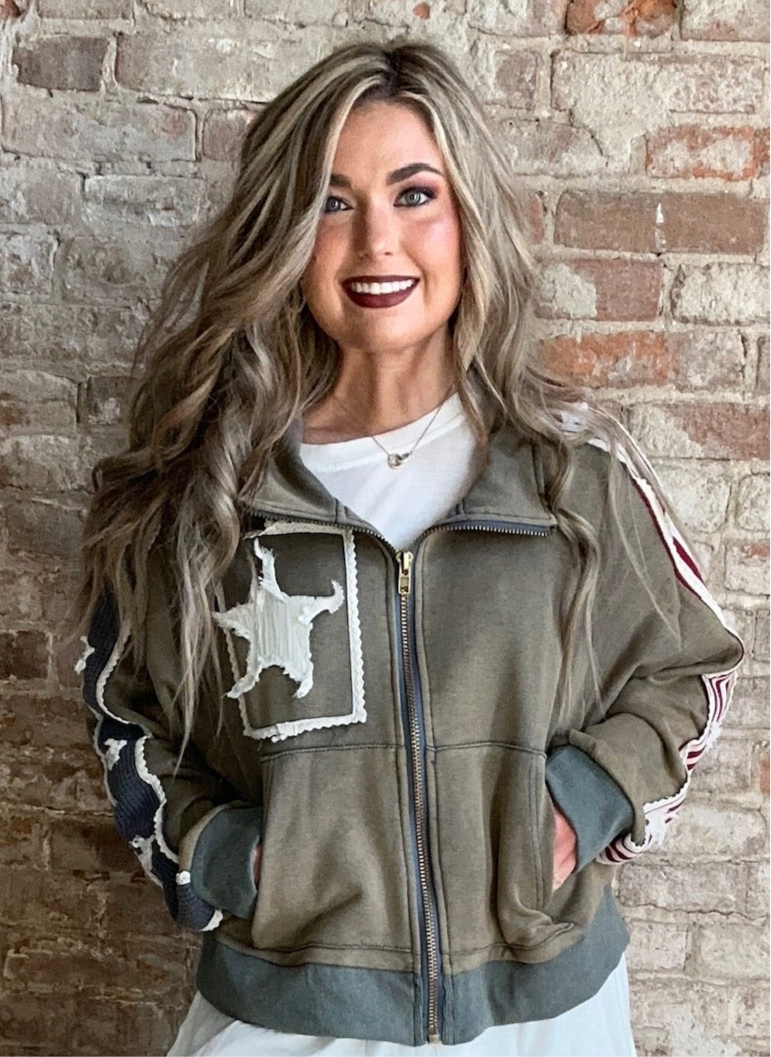 USA ~ Sweat Jacket  ~ Vintage Moss