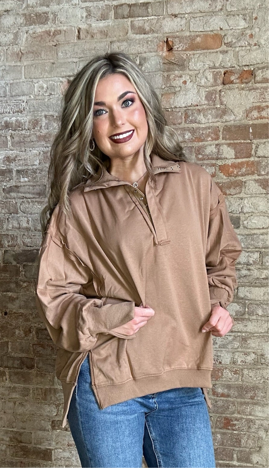 Henley Sweatshirt ~ Mocha
