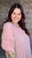 Curvy Textured Puff Sleeve Top ~ Blush