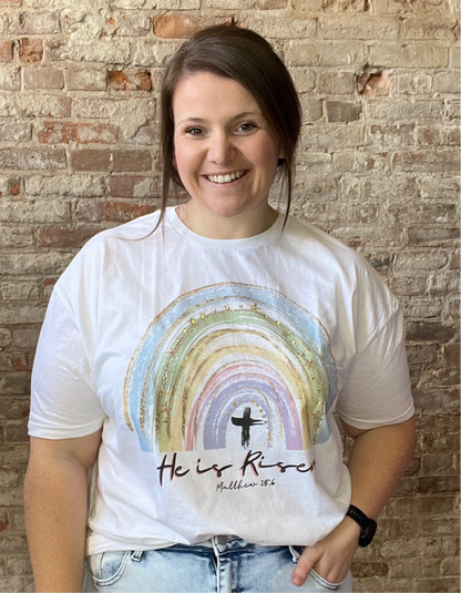 Curvy He Is Risen Graphic Tee