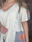 Crocheted V Neck Waffled Top