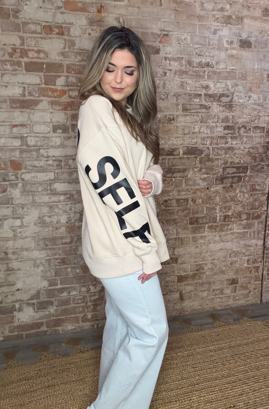 "Be Yourself" Crew Neck Sweatshirt~ Tan