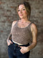 Mineral Washed Ribbed Cropped V Neck Tank with Removable Bra ~ Mocha