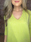 Soft Front Seam V Neck Sweater ~ Matcha Green