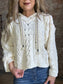 V Neck Hoodie Sweater ~ Cream