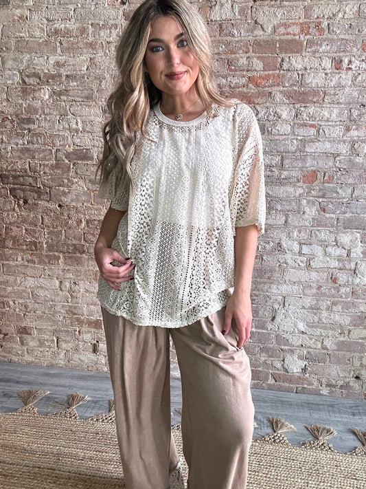 Mineral Washed Lace Shirt