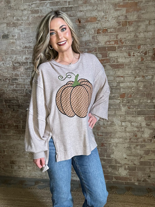 Fall Pumpkin Sweatshirt ~ Heather Grey