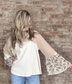 Thermal Bell Sleeved Top with Blue Floral Print