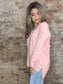 Soft Front Seam V Neck Sweater ~ Carnation