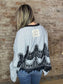 Ruffle Hemmed Lace Mix Stripe Top