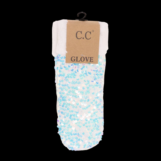 Sequin C.C Mittens ~ White