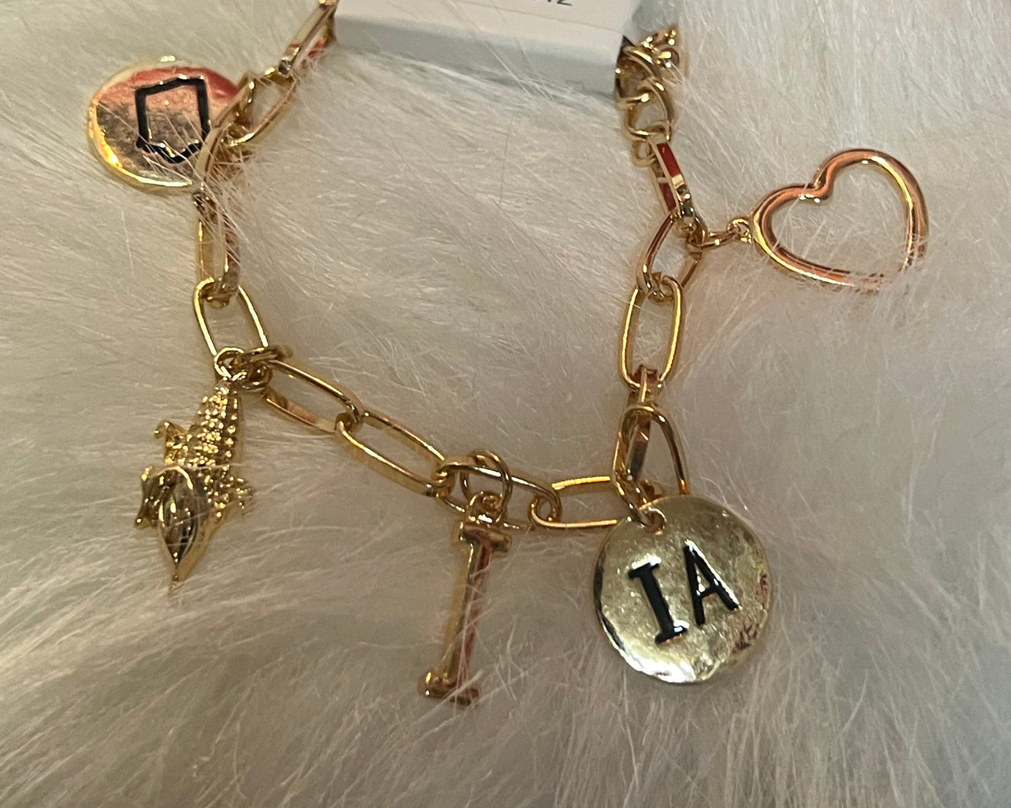 Gold Iowa Charm Bracelet