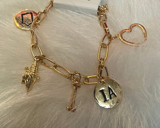Gold Iowa Charm Bracelet
