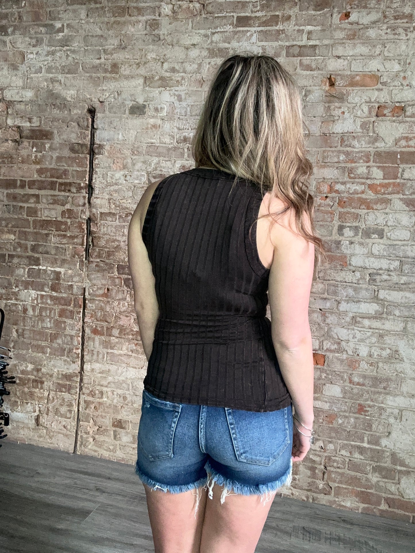 Acid Washed Ribbed Tank Top
