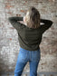 Comfy Front Seam Round Neck Sweater ~ Dark Olive
