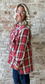 Curvy Plaid Soft  Long Sleeved Flannel ~ Red