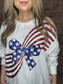 American Flag Bow Sweatshirt ~ Red, White, and Blue