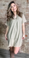 Washed Linen Raw Edge V-Neck  Dress