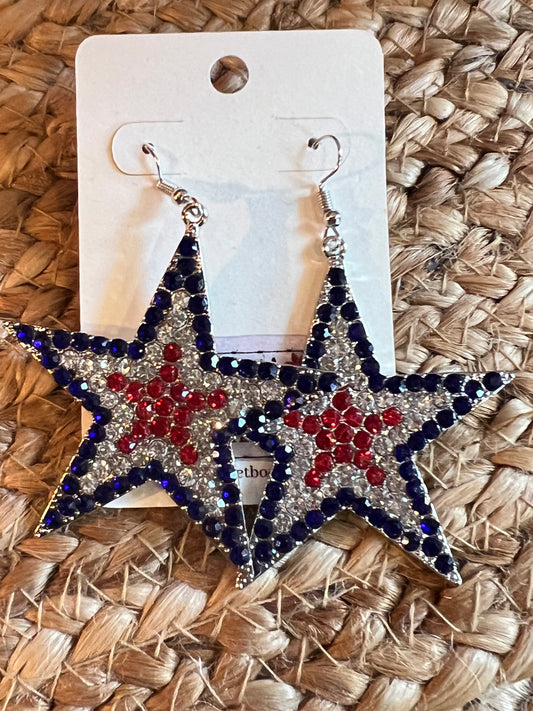 Rhinestone 4th Of July Star Earrings