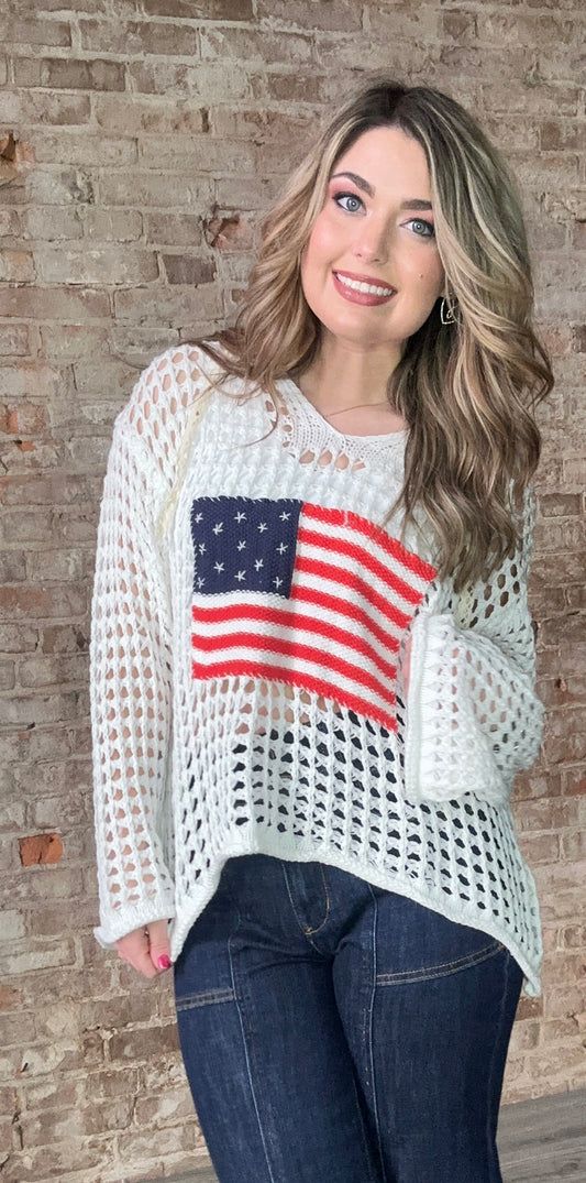 USA Crocheted Knit with Hood