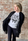 Suede Tassel Vest, Black