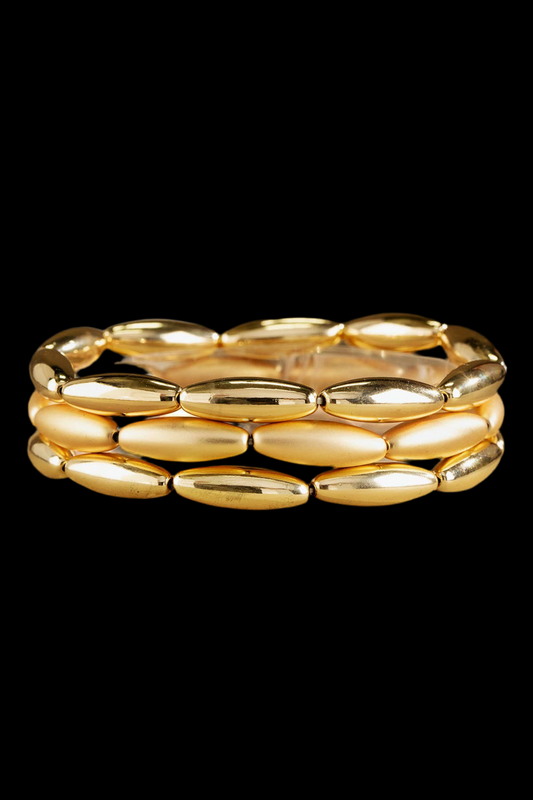 Set Of 3 Bead Bracelets~ Gold