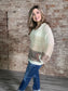 Contrasting Color Match Oversized Knit with Hood