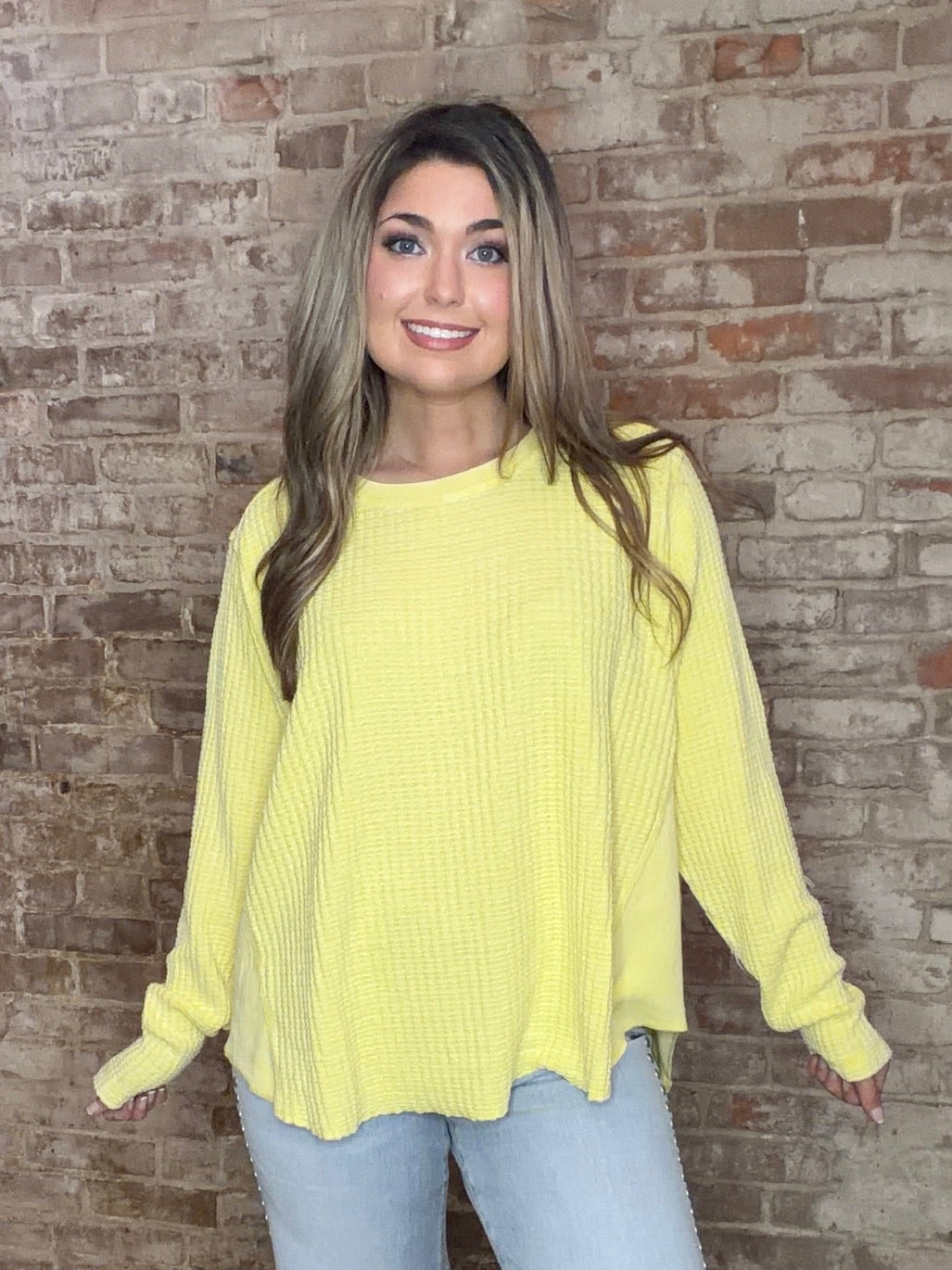 Waffle Knit Shirt~ Yellow